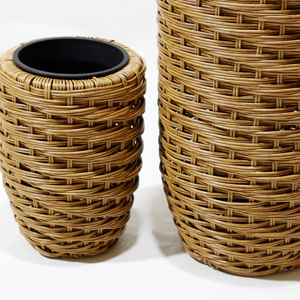 Pots de fleurs en bambou tressé, style bohème, ronds, pour intérieur et extérieur, ensemble de pots empilables, couleur naturelle - Product Image 2