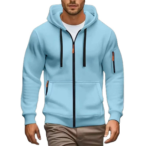 Sudadera con Capucha de Punto para Hombre, Color Sólido, con Cierre de Cremallera y Bolsillos Laterales, Manga Larga, Estilo Casual, Cierre Completo - Product Image 4
