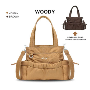 Bolso Tote de Nailon para Mujer, Color Sólido, Resistente al Agua, Forro de Doble Cara, Cierre Magnético Oculto, Logotipo, para Todas las Temporadas, Viajes - Product Image 2