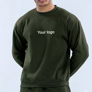 High Quality Men's Solid Color Crew Neck Sweatshirt Regular Fit Long Sleeve Knitted Cotton Casual Pullover Autumn Wear Front <b>Log</b> - Product Image 4