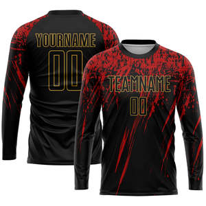 Conjunto de Uniforme de Fútbol Transpirable 100% Poliéster Negro y Rojo, Personalizable, de Secado Rápido, MOQ Bajo, Ropa Deportiva al Por Mayor - Product Image 5
