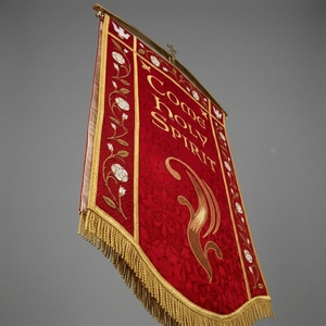 Banderola de Iglesia Bordada a Mano Personalizada para Adultos Unisex, Bandera Religiosa Procesional del Espíritu Santo, Terciopelo Rojo, Capilla Cristiana - Product Image 3