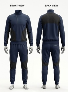 Conjunto Deportivo Personalizado para Hombre con Cierre de Cremallera, Sudadera y Pantalones Deportivos Transpirables de Malla, Ropa Deportiva Azul - Product Image 1