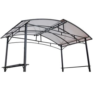 Gazebo per Barbecue da Esterno 8x5ft con Tetto Rigido in Acciaio e Ripiani Laterali per Riparo BBQ - Product Image 4