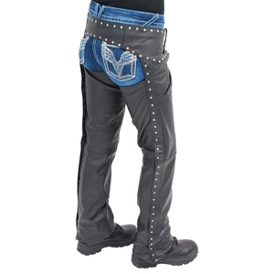 Pantalones largos de cuero occidental de primera calidad |   Pantalones de Montar Duraderos de Cuero Genuino con Detalles de Tachuelas en la Parte Superior y Cierre de Hebilla - Product Image 5