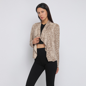 Elegant Women's Snake-Print Leather Jacket collar Leather Jacket with Belt Perfect for Casual and Professional Settings - Product Image 2