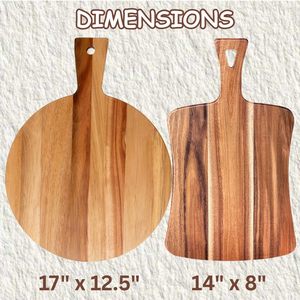 Planche à découper en bois, planche de service pour fromage, fruits, pizza, légumes et fruits |   Bois d'acacia naturel - Product Image 2