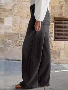 Jeans de Mezclilla Negros de Lujo para Mujer, Tela de Alta Calidad, Impresión y Bordado de Logotipo Personalizado - Product Image 3