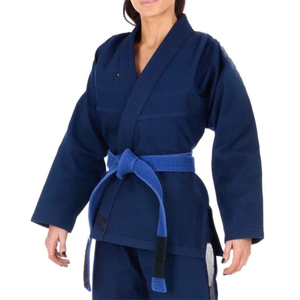 ชุดคาราเต้ยูโดสีน้ำเงินเข้มยี่ห้อ Daizha Sports แบบขายส่ง แจ็คเก็ตผ้าเพิร์ลวีฟ 10 ออนซ์ กางเกงริปสตอป 100% ผ้าฝ้าย ทนทาน เหมาะสำหรับกีฬาต่อสู้ - Product Image 4