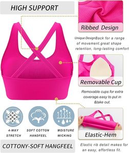 Soutien-gorge de sport pour femme, écologique, respirant, tissu avancé anti-humidité, maintien élastique élevé, confortable, fermeture avant - Product Image 5