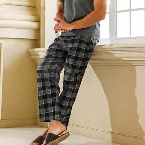 Pijama de Hombre para la Noche, Ropa de Dormir de Algodón Suave, Conjunto para Estar en Casa, Ajuste Cómodo y Relajado, Ropa de Dormir Transpirable para Verano e Invierno - Product Image 4
