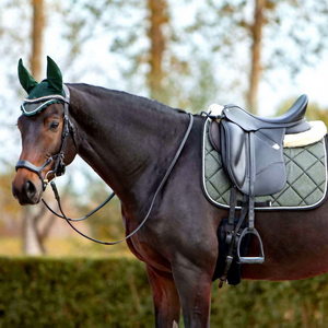 Ensemble de tapis de selle matelassés en coton, polyvalents pour le saut d'obstacles et le dressage, avec bonnets d'oreilles, rembourrage en polyester et doublure en tissu, pour l'équitation - Product Image 4