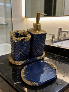 NEHA ENTERPRISES High Marble Look Resin Luxury Eco-Friendly Bathroom <b>Set</b> Top Ranking Bath Accessories for Hotel Spa Home Use - Product Image 5