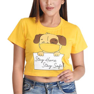 Camiseta amarilla con estampado de perro lindo para mujer, camiseta informal de verano, suave y transpirable, ropa de calle, top de moda, regalo - Product Image 1
