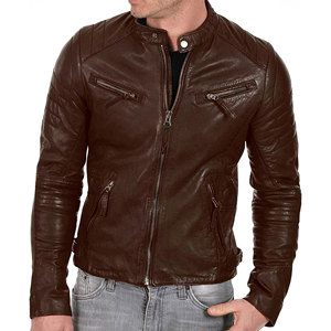 Custom Made Men Genuine Leather <b>Trucker</b> <b>Jacket</b> Button Up Casual Denim Style Real Leather Coat - Product Image 1