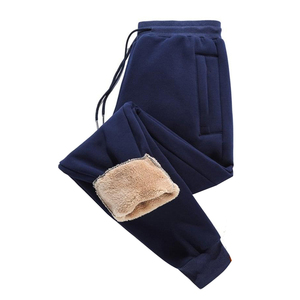 Pantalon de jogging en molleton pour homme, taille élastique avec cordon de serrage, poches latérales, décontracté, hiver, tricoté, épais, respirant - Product Image 3