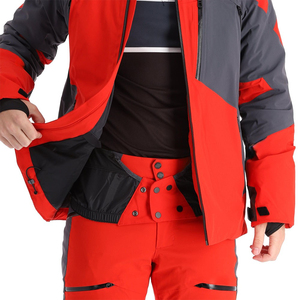 Ensemble de ski homme rouge et gris, imperméable 10 000 mm, léger, avec capuche, veste et pantalon isolés synthétiques, pour adulte - Product Image 6