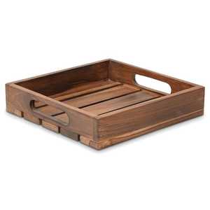 American Style Handmade Acacia Wood Storage Serving Tray Modern Luxury Design Dishwasher Safe <b>Mirrored</b> Finish Kitchenware Home - Product Image 2