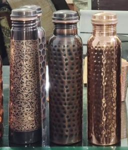 Black Hammered Metal Water <b>Bottle</b> Set Copper Tumbler Carry Bag Cleaning <b>Brush</b> Classic Eco-friendly Antique Creations Portable - Product Image 6