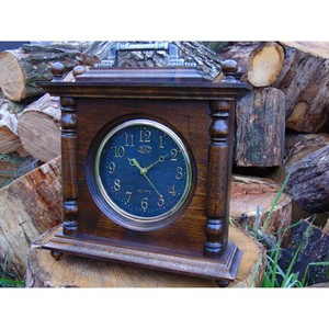 Traditional Wooden Mantel <b>Clock</b> Quartz Movement Needle Display Battery Operated Hourly <b>Chiming</b> Desk <b>Clock</b> - Product Image 3