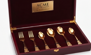 Ensemble de couverts Royal Design en acier inoxydable plaqué or, parfait pour une table à manger élégante, coffret cadeau et restaurant - Product Image 4