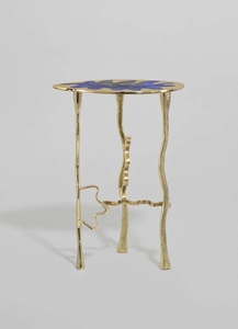 Sleek design Luxury <b>tall</b> brass side table in brass and semi-precious stone contemporary designer accent table - Product Image 3