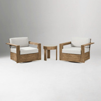 Ensemble de chaises longues pivotantes d'extérieur et table d'appoint ronde pour hôtel, complexe hôtelier, patio