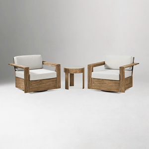 Outdoor Swivel Lounge Chairs and Round Side Table <b>Set</b> for Hotel Resort <b>Patio</b> - Product Image 2