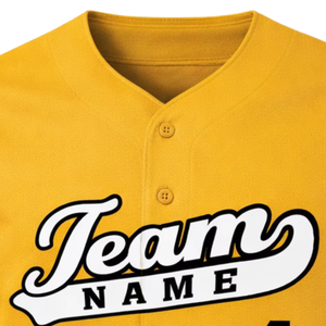 Camiseta de Béisbol Amarilla Personalizada para Hombre, Manga Corta, Nombre del Equipo, Impresión en 4 Colores, Poliéster, Corte Regular, Cuello en V, Cierre con Botones - Product Image 5