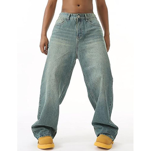 Nuevos pantalones vaqueros de corte regular para hombre, pantalones vaqueros ajustados, pantalones vaqueros rectos holgados de gran tamaño de la mejor calidad, pantalones vaqueros informales de mezclilla con lavado ácido para hombre a la venta - Product Image 6