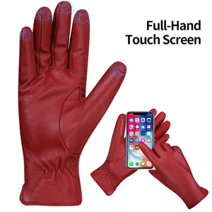 Gants d'hiver pour femmes, mode, coupe-vent, en cuir d'agneau véritable, avec écran tactile, pour la conduite en extérieur, usage quotidien, design OEM - Product Image 3