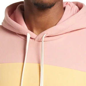 Nueva Sudadera con Capucha Informal de Bloques de Color, Rosa Pastel, Amarillo, Azul, con Rayas y Cordón Ajustable, Sudadera Personalizada para Hombre - Product Image 3