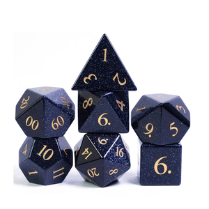 ลูกเต๋าหินคุณภาพสูง บลูโกลด์สโตน คริสตัลธรรมชาติ หินบำบัดเรกิ ลูกเต๋าหินแกะสลักแบบกำหนดเอง ชุดลูกเต๋าคริสตัลไวกิ้ง - Product Image 1