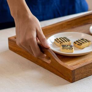 Wholesale Luxury Rectangular Acacia Wood Dining Tray Bulk Hotel Restaurant Serving Platter Elegant Natural Grain Tableware - Product Image 4