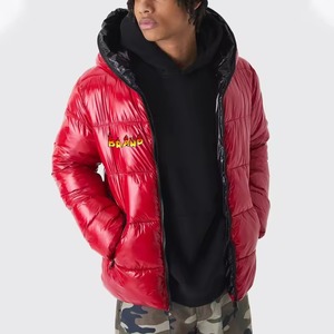 Chaqueta Bomber de Invierno Personalizada con Logotipo Bordado, Cierre de Cremallera Termosensible, Relleno de Algodón, Chaqueta con Capucha para Hombre - Product Image 1