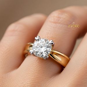 Anillo de Compromiso Solitario con Corte Redondo, Oro de 10K, Anillo de Diamantes Clásico de Cuatro Puntas, Joyería Nupcial - Product Image 4