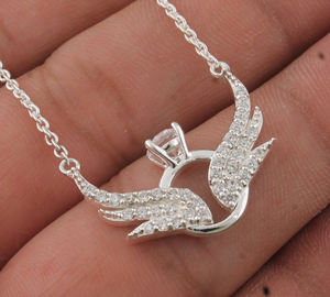 Collar con Colgante de Anillo Vintage de Plata de Ley 925 con Circonita Cúbica, Chapado en Platino, Delicado, Unisex, para Aniversario - Product Image 4