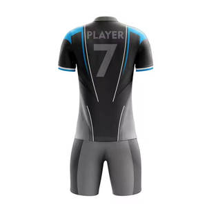 Conjunto de Pádel Sublimado para Hombre, Cuello en V, Manga Corta, Absorbe la Humedad, Ajuste Atlético, Gris Azul, Números de Equipo 7 - Product Image 3