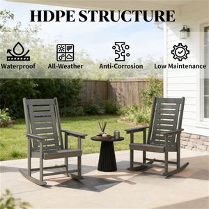 Set di 2 Sedie a Dondolo da Esterno Grigio Scuro, Poltrone da Terrazza per una Seduta Confortevole - Product Image 2