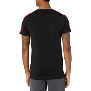 T-shirt à manches courtes bleu clair pour homme avec empiècement violet aux épaules, coupe classique, décontracté, tricoté, respirant, en polyester - Product Image 4