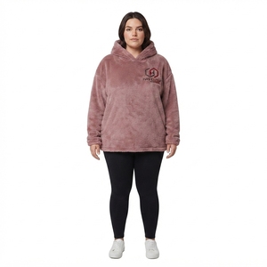 Hashbloom International <b>Women's</b> Plus Size XL <b>Teddy</b> <b>Fleece</b> 100% Polyester Sherpa Fluffy Pullover Printed Hoodie Winter Autumn - Product Image 1