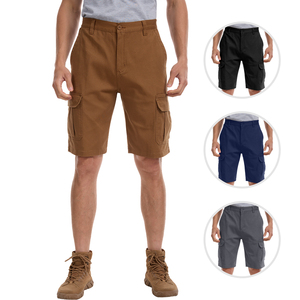 Shorts cargo camouflage gris pour homme, taille mi-haute, fermeture boutonnée, décontracté avec poches, en toile respirante - Product Image 3