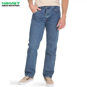 Pantalones Vaqueros Duraderos para Hombre, Corte Regular, Pierna Recta, Lavado Azul Clásico, Cómodos, de Algodón, para Actividades al Aire Libre - Product Image 1