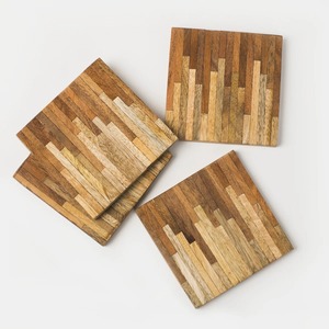 Juego de Posavasos Cuadrados de Madera de Lujo, Diseño Moderno con Rayas Diagonales, Antideslizantes, para Cocina y Comedor - Product Image 2