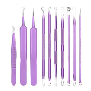 Stainless Steel 10 Pcs <b>Blackheads</b> Remover Comedone <b>Extractor</b> Tools set - Product Image 1