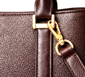 Royaa Full Grain Pebbled Leather Structured Trapezoid Tote Top Handle Purse Minimalist Work Bag Beach Zipper Closure - Product Image 2