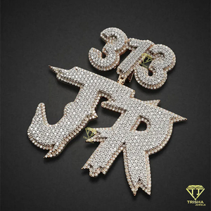 Collar con Colgante de Diamante Cultivado en Laboratorio 37 JR, Placa con Nombre Personalizada, Joyería Hip Hop Bling Personalizada - Product Image 3