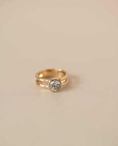 Gold Color Double Band Moissanite Engagement <b>Ring</b> Invisible Setting Women <b>Fine</b> Jewelry GiftYellow Gold Round Diamond Engagement - Product Image 4