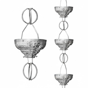 Chaînes de pluie Golden Bucket pour gouttières extérieures décoratives en métal, remplacement de la gouttière de descente avec 8 coupelles, durables et résistantes aux intempéries - Product Image 3