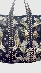 Sac fourre-tout en toile de style bohème avec broderie et imprimé animal, résistant à l'eau, ouverture supérieure, sac de shopping toutes saisons - Product Image 6